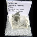 Mineral Specimen: Millerite on Druze Quartz from Kaser Quarry, Ollie, Keokuk Co., Iowa, Ex. Norm Woods Mineral Specimen: Millerite on Druze Quartz from Kaser Quarry, Ollie, Keokuk Co., Iowa, Ex. Norm Woods