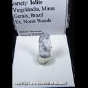 Mineral Specimen: Cordierite variety: Iolite from Virgolandia, Minas Gerais, Brazil, Ex. Norm Woods Mineral Specimen: Cordierite variety: Iolite from Virgolandia, Minas Gerais, Brazil, Ex. Norm Woods