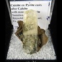 Mineral Specimen: Calcite on Pyrite Psuedomorph cast after Calcite with minor Malachite from Sweetwater Mine, Reynolds Co., Missouri, Ex. Norm Woods
