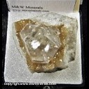 Mineral Specimen: Calcite, 2 generations - clear on brown, on Quartz from Canton, Lewis Co., Missouri, Collected bt Norm Woods Mineral Specimen: Calcite, 2 generations - clear on brown, on Quartz from Canton, Lewis Co., Missouri, Collected bt Norm Woods