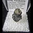 Mineral Specimen: Pyrite, Tetrahedrite from Corner Pocket, Watercourse Rise, Watercourse Extension Drift, Sweet Home Mine, Alma District, Park Co., Colorado, September, 1994 Mineral Specimen: Pyrite, Tetrahedrite from Corner Pocket, Watercourse Rise, Watercourse Extension Drift, Sweet Home Mine, Alma District, Park Co., Colorado, September, 1994