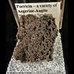 Mineral Specimen: Porrocin - a variety of Aegerine-Augite from Nickenicher Sattelberg, Eifel Volcanic Fields, Germany, Ex. Wolfgang Henkel
