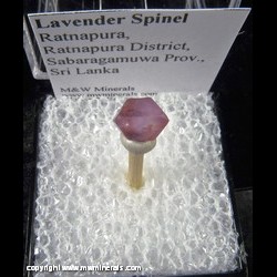 Mineral Specimen: Spinel, Lavender (termination incomplete) from Ratnapura, Ratnapura District, Sabaragamuwa Prov., Sri Lanka