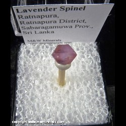 Mineral Specimen: Spinel, Lavender (termination incomplete) from Ratnapura, Ratnapura District, Sabaragamuwa Prov., Sri Lanka Mineral Specimen: Spinel, Lavender (termination incomplete) from Ratnapura, Ratnapura District, Sabaragamuwa Prov., Sri Lanka