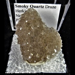 Mineral Specimen: Quartz, Smoky Druze from Herkimer, New York, Prior to 1972 Mineral Specimen: Quartz, Smoky Druze from Herkimer, New York, Prior to 1972