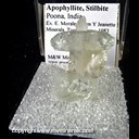 Mineral Specimen: Apophyllite, Stilbite from Poona, India, Ex. E. Morales from Y Jeanette Minerals, Tucson show, 1983