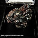Mineral Specimen: Coquandite (TL) and Metastibnite on Stibnite from Pereta Mine, Pereta, Scansano, Grosseto Prov., Tuscany, Italy Mineral Specimen: Coquandite (TL) and Metastibnite on Stibnite from Pereta Mine, Pereta, Scansano, Grosseto Prov., Tuscany, Italy