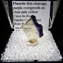 Mineral Specimen: Fluorite thin cleavage, purple overgrowth on clear pale yellow from Cave-In-Rock, Hardin Co., Illinois, from R. Lillie