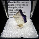 Mineral Specimen: Fluorite thin cleavage, purple overgrowth on clear pale yellow from Cave-In-Rock, Hardin Co., Illinois, from R. Lillie Mineral Specimen: Fluorite thin cleavage, purple overgrowth on clear pale yellow from Cave-In-Rock, Hardin Co., Illinois, from R. Lillie