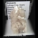 Mineral Specimen: Dolomite from LaFarge Corp. Quarry, Lockport, Niagra Co., New York, Ex. Norm Woods
