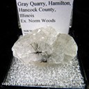 Mineral Specimen: Millerite on twinned Calcite from Gray Quarry, Hamilton, Hancock Co., Illinois, Ex. Norm Woods Mineral Specimen: Millerite on twinned Calcite from Gray Quarry, Hamilton, Hancock Co., Illinois, Ex. Norm Woods