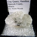 Mineral Specimen: Millerite on twinned Calcite from Gray Quarry, Hamilton, Hancock Co., Illinois, Ex. Norm Woods