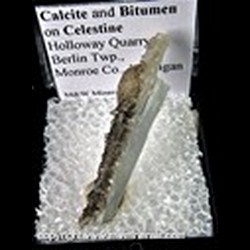 Mineral Specimen: Calcite and Bitumen on Celestine from Holloway Quarry, Berlin Twp., Monroe Co., Michigan Mineral Specimen: Calcite and Bitumen on Celestine from Holloway Quarry, Berlin Twp., Monroe Co., Michigan