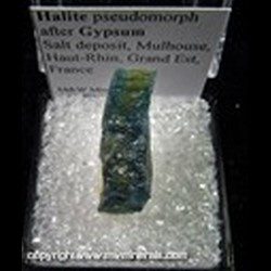 Mineral Specimen: Halite pseudomorph after Gypsum from Salt deposit, Mulhouse, Haut-Rhin, Grand Est, France Mineral Specimen: Halite pseudomorph after Gypsum from Salt deposit, Mulhouse, Haut-Rhin, Grand Est, France