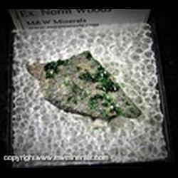 Mineral Specimen: Uvarovite Garnet from Saranovskii Mine, Sarany, Gornozavodskii District, Perm Krai, Russia, Ex. Norm Woods
