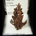 Mineral Specimen: Copper Crystals from Pinal Co., Arizona, Ex. Norm Woods Mineral Specimen: Copper Crystals from Pinal Co., Arizona, Ex. Norm Woods