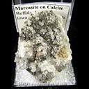 Mineral Specimen: Marcasite on Calcite from Buffalo, Scott Co., Iowa, Ex. Norm Woods Mineral Specimen: Marcasite on Calcite from Buffalo, Scott Co., Iowa, Ex. Norm Woods
