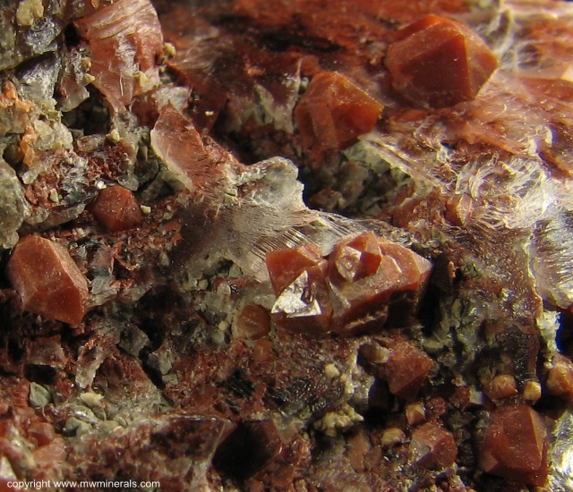 Mineral Specimen: Quartz coated with Hematite Included in Selenite from Teruel, Aragon. Spain