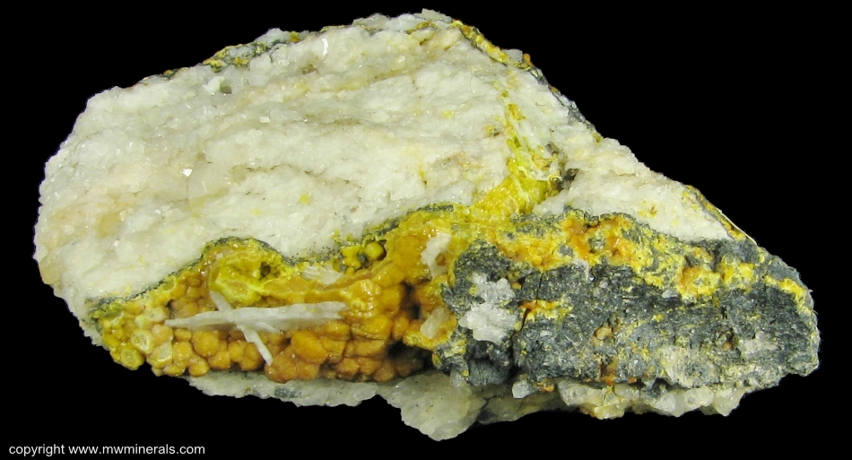 Mineral Specimen: Mimetite variety: Campylite from Dry Gill Mine, Caldbeck Fells, Cumberland, Cumbria, England