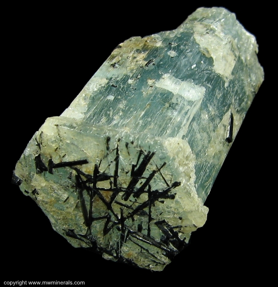 Mineral Specimen: Schorl Tourmaline on Aquamarine from Mimoso do Sul Mine, Mimoso do Sul, Espirito Santo, Brazil