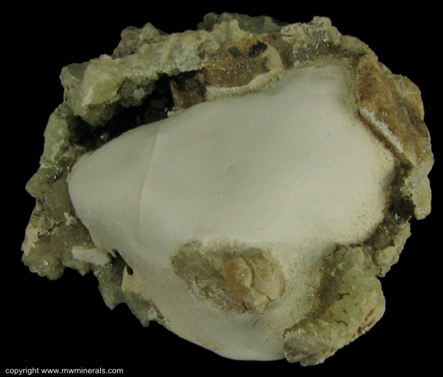 Mineral Specimen: Datolite and Prehnite from Copper Falls Mine, Copper Falls, near Eagle Harbor, Keweenaw County, Michigan, USA