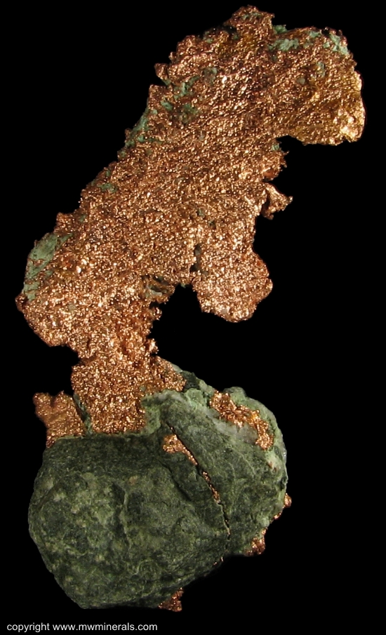 Mineral Specimen: Copper Attached to Basalt from Caledonia Mine, Greenland, Ontonagon County, Michigan, USA