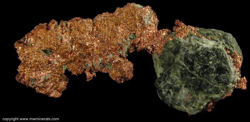 Mineral Specimen: Copper Attached to Basalt from Caledonia Mine, Greenland, Ontonagon County, Michigan, USA