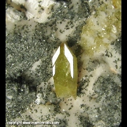 Minerals Specimen: Titanite Twin and Chlorite on Adularia from Warren Brothers Quarry, Acushnet, Bristol Co., Massachusetts, USA