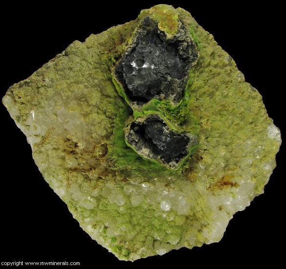 Mineral Specimen: Galena, Cerussite, Pyromorphite and Quartz from Wheatley Mines, Phoenixville Mining District, Schuylkill Township, Chester Co., Pennsylvania, USA