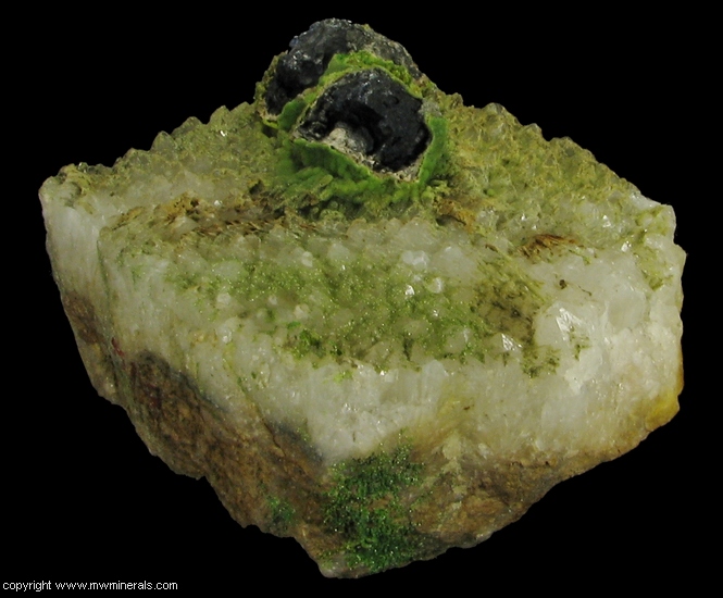 Mineral Specimen: Galena, Cerussite, Pyromorphite and Quartz from Wheatley Mines, Phoenixville Mining District, Schuylkill Township, Chester Co., Pennsylvania, USA