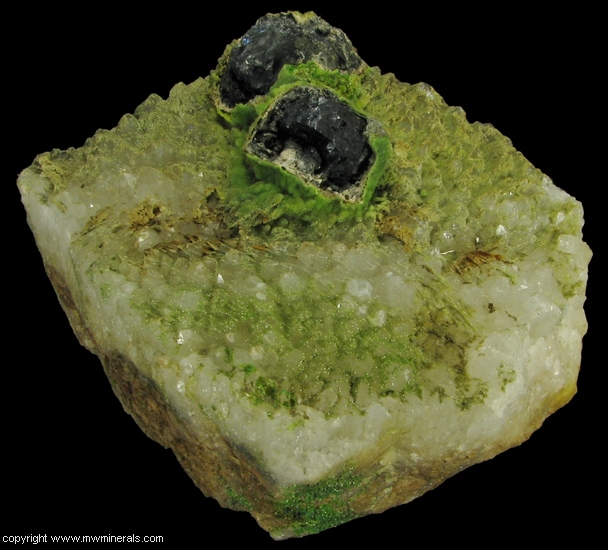 Mineral Specimen: Galena, Cerussite, Pyromorphite and Quartz from Wheatley Mines, Phoenixville Mining District, Schuylkill Township, Chester Co., Pennsylvania, USA