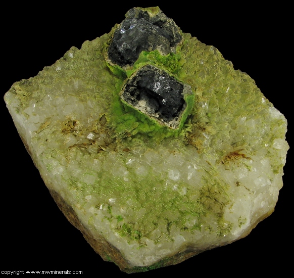 Mineral Specimen: Galena, Cerussite, Pyromorphite and Quartz from Wheatley Mines, Phoenixville Mining District, Schuylkill Township, Chester Co., Pennsylvania, USA
