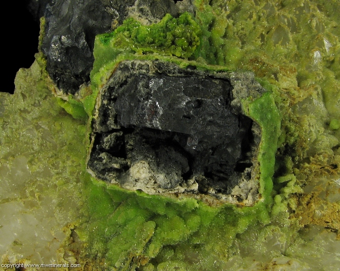 Mineral Specimen: Galena, Cerussite, Pyromorphite and Quartz from Wheatley Mines, Phoenixville Mining District, Schuylkill Township, Chester Co., Pennsylvania, USA