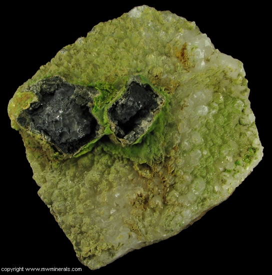 Mineral Specimen: Galena, Cerussite, Pyromorphite and Quartz from Wheatley Mines, Phoenixville Mining District, Schuylkill Township, Chester Co., Pennsylvania, USA