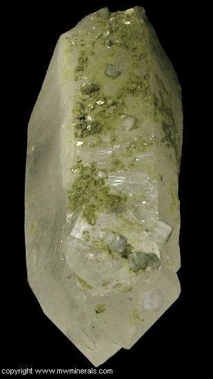 Mineral Specimen: Fluorapatite on Quartz with Unidentified Green Mineral from Panasqueira Mines, Panasqueira, Covilha, Castelo Branco District, Portugal