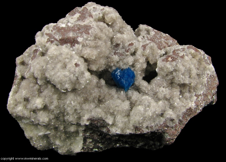 Mineral Specimen: Cavansite on Stilbite from Wagholi Quarry, Wagholi, Pune District (Poonah District), Maharashtra, India