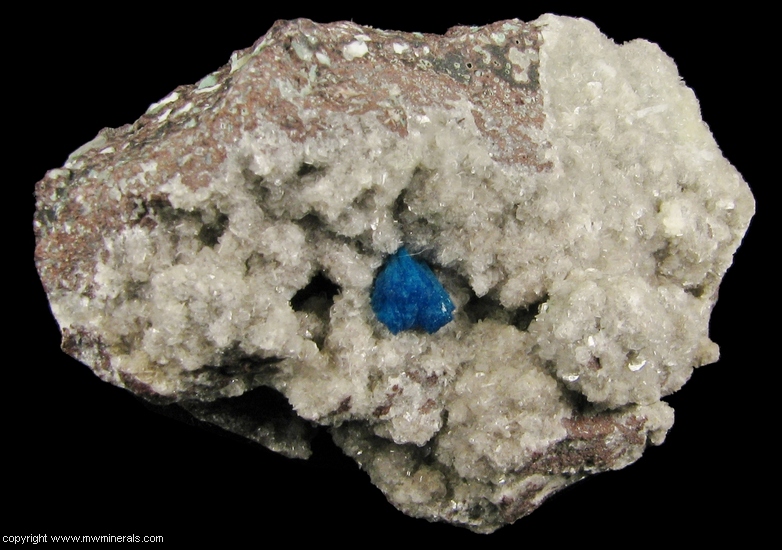 Mineral Specimen: Cavansite on Stilbite from Wagholi Quarry, Wagholi, Pune District (Poonah District), Maharashtra, India