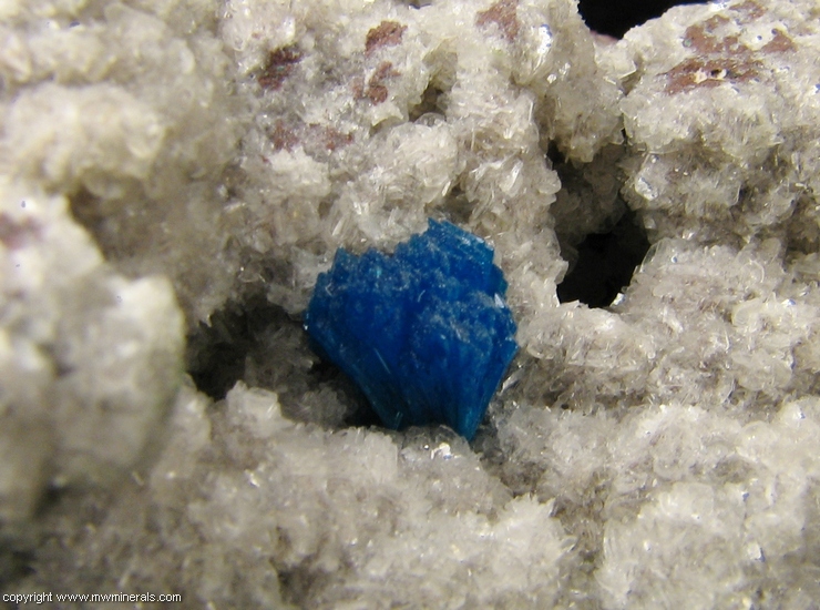 Mineral Specimen: Cavansite on Stilbite from Wagholi Quarry, Wagholi, Pune District (Poonah District), Maharashtra, India