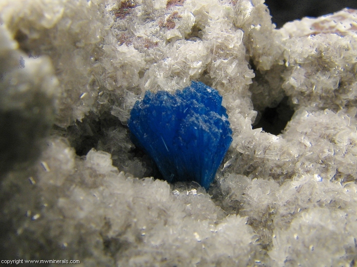 Mineral Specimen: Cavansite on Stilbite from Wagholi Quarry, Wagholi, Pune District (Poonah District), Maharashtra, India