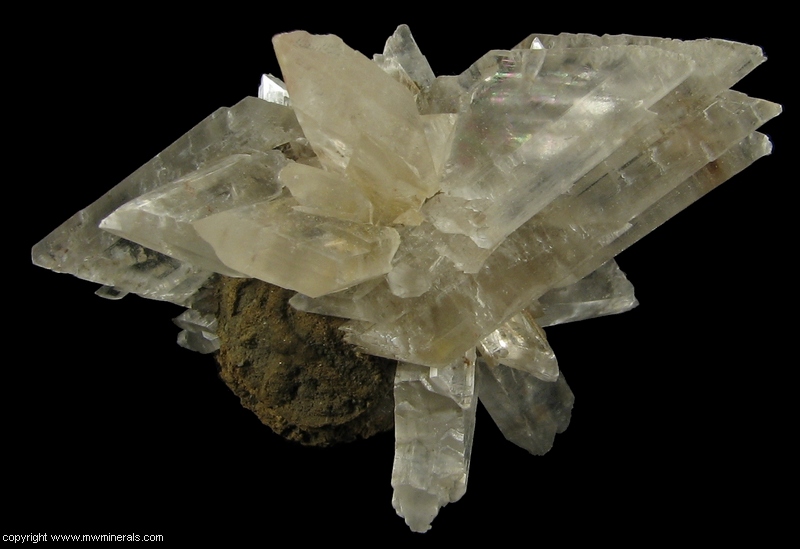 Mineral Specimen: Selenite Crystals on Red Curved Satin Spar from Fort Wahington, Prince George's County, Maryland, USA