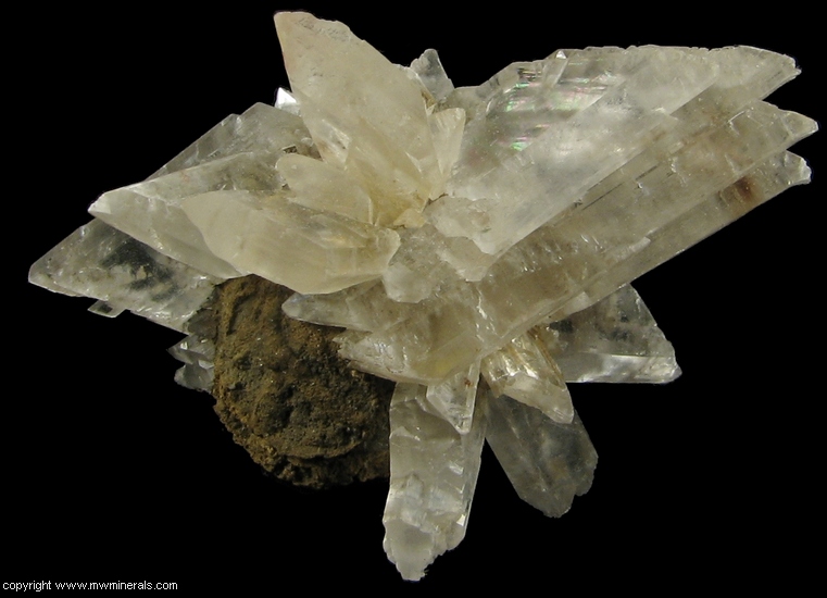 Mineral Specimen: Selenite Crystals on Red Curved Satin Spar from Fort Wahington, Prince George's County, Maryland, USA