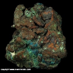 Minerals Specimen: Native Copper Crystals with Chrysocolla from Rio Cascudo, Laranjeiras do Sul, Parana, Brazil Minerals Specimen: Native Copper Crystals with Chrysocolla from Rio Cascudo, Laranjeiras do Sul, Parana, Brazil