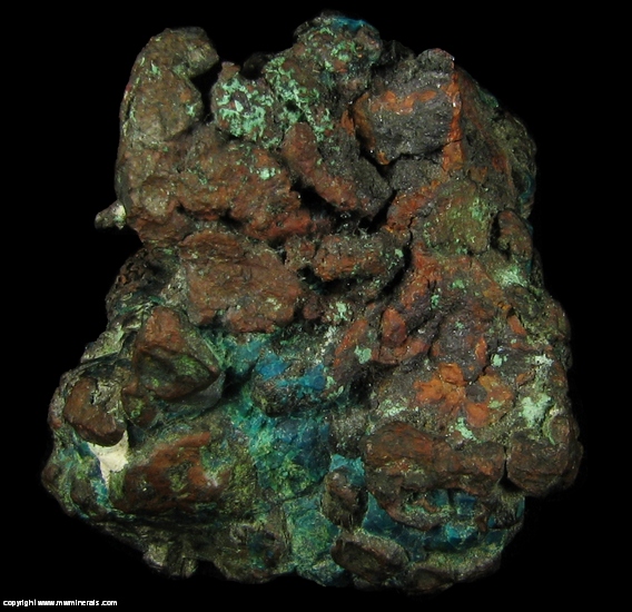 Mineral Specimen: Native Copper Crystals with Chrysocolla from Rio Cascudo, Laranjeiras do Sul, Parana, Brazil