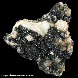 Mineral Specimen: Specular Hematite on Quartz covered with Calcite from Zacatecas, Mexico