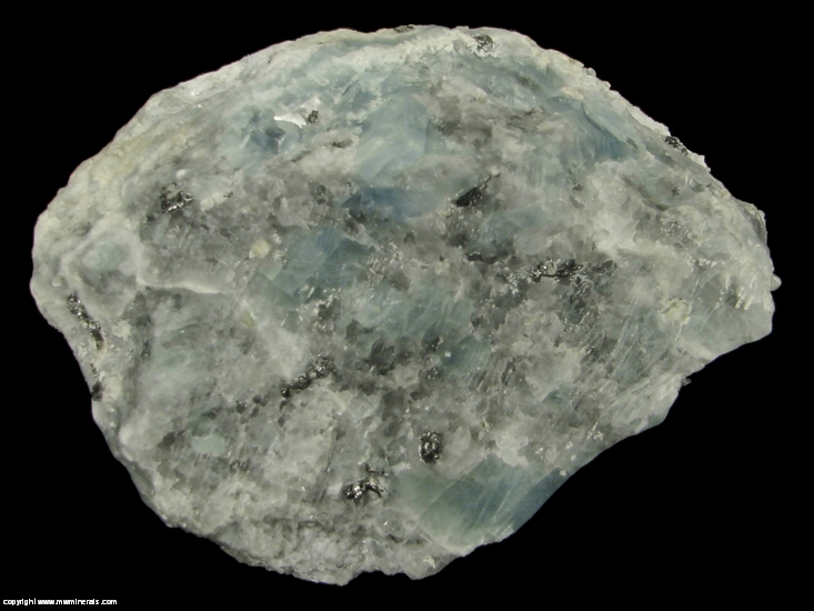 Mineral Specimen: Graphite Crystals included in Blue Calcite from Lake Bonaparte, Harrisville, Lewis County, New York