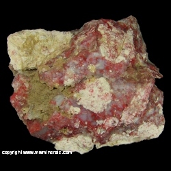 Minerals Specimen: Myrickite: Cinnabar in Common Opal from Winnemucca District, Humboldt Co., Nevada, USA Minerals Specimen: Myrickite: Cinnabar in Common Opal from Winnemucca District, Humboldt Co., Nevada, USA