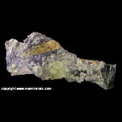 Minerals Specimen: Charoite with Tinaksite  and Aegirine from Irkutskii area, Murunskii Massif, Chara and Tokko Rivers Confluence, Aldan Shield, Irkutskaya Oblast', Prebaikalia, Eastern-Siberian Region, Russia