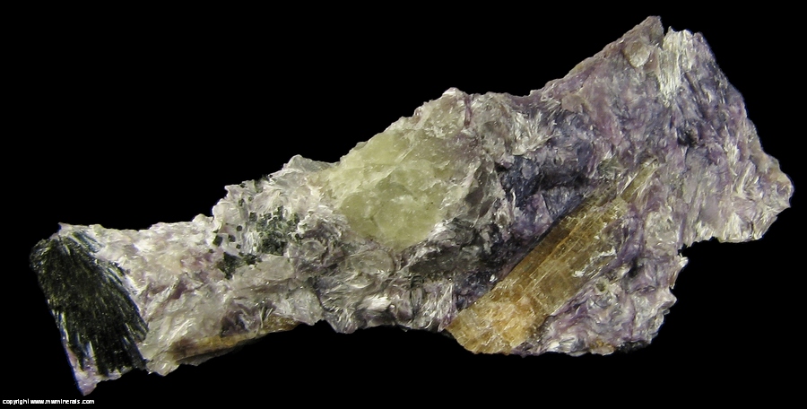Mineral Specimen: Charoite with Tinaksite  and Aegirine from Irkutskii area, Murunskii Massif, Chara and Tokko Rivers Confluence, Aldan Shield, Irkutskaya Oblast', Prebaikalia, Eastern-Siberian Region, Russia