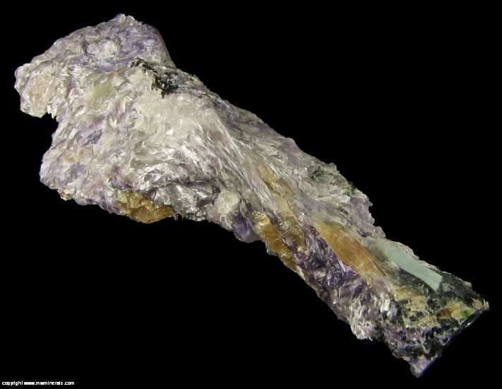 Mineral Specimen: Charoite with Tinaksite  and Aegirine from Irkutskii area, Murunskii Massif, Chara and Tokko Rivers Confluence, Aldan Shield, Irkutskaya Oblast', Prebaikalia, Eastern-Siberian Region, Russia