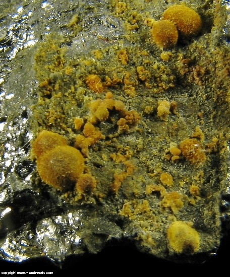 Mineral Specimen: Karibibite on Scorodite on Lollingite from Boca Rica Mine, Galileia, Mians Gerais, Brazil